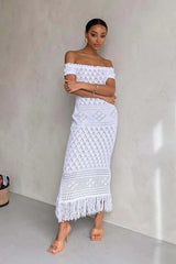 One-Shoulder Hollow Tassel Bohemian Dress