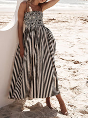 Sophistication Unique Stripe Charming Pleated Maxi Dress
