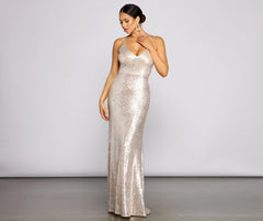 Elena Sequin Stylish Open-Back Formal Dress