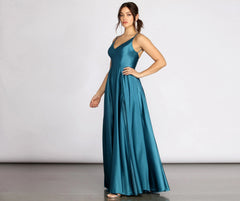 Dawn Formal Stylish Sleeveless Satin Dress