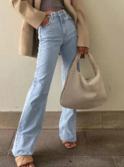 Casual Fashion Straight Leg Women'S Jeans Denim Bottom Harajuku Boyfriend Long High Waist Baggy Jeans Fall Pants