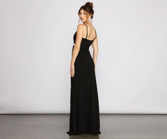 Bella Rhinestone Waist Charming Crepe Formal Dress