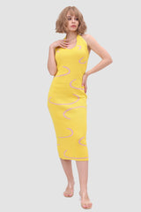 Line Knit Backless Halter Dress