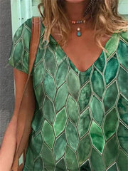 Summer Green Geometric Groove Tee