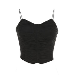 Sleeveless Solid V Neck Ruched Backless Cami Top