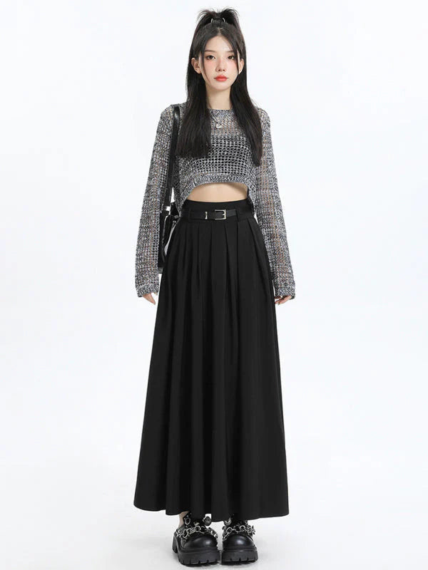 Women'S A-Line Pleated Skirt With Wide Hem