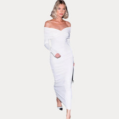 One-Line Collar Banquet Evening Dress