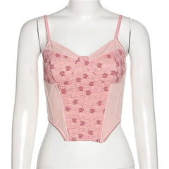 Floral Embroidered Patchwork Cami Corset Top - Final Sale