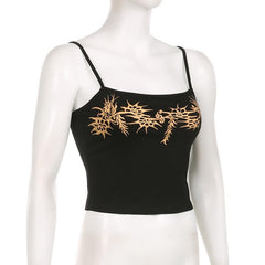 Abstract Contrast Backless Square Neck Cami Top
