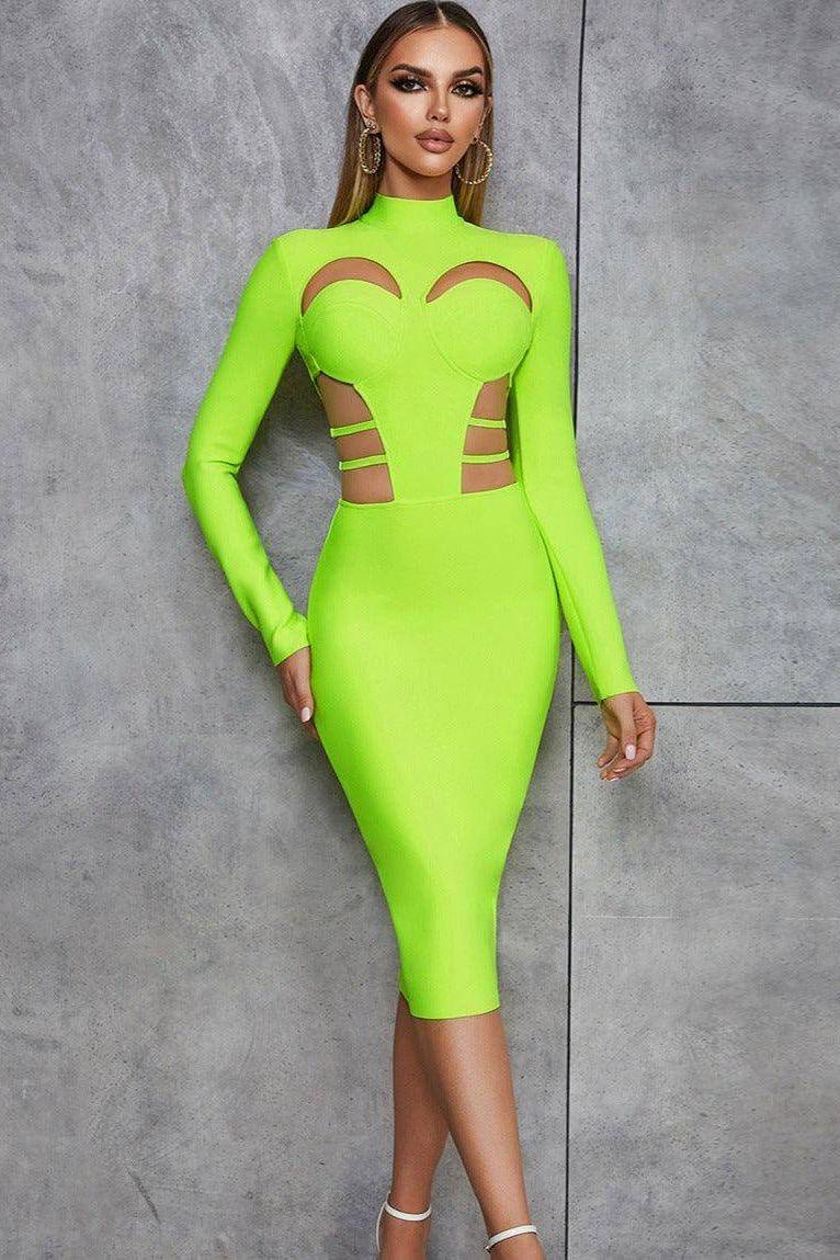 Sexy Retro Hollow Back Slit Slim Long-Sleeved Dress