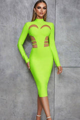 Sexy Retro Hollow Back Slit Slim Long-Sleeved Dress