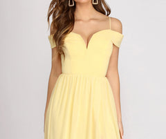 Daisy Off Stylish Shoulder A-Line Dress