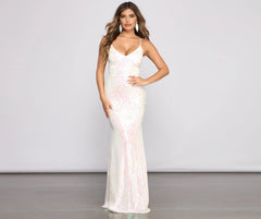 Meg Formal Stylish Iridescent Sequin Dress