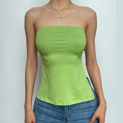 Drawstring Solid Ruched Self Tie Backless Tube Top