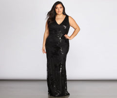 Plus Nima Stylish Floral Sequin Dress
