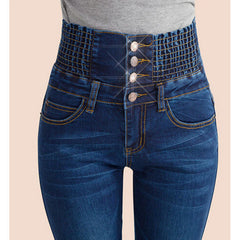 Fashion Women Denim Pants Elastic High Waist Skinny Stretch Jean Female Spring/Autumn Jeans Feet Pantalones Mujer Plus Size