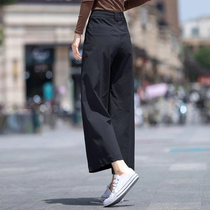 High Waist Wide Leg Pants Women'S Spring And Autumn 2024 New Fashion Versatile Crop Pants High Waist Straight Casual Pants