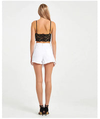 Pure White Loose Elastic Wool Hot Pants