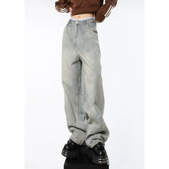 Blue Womens Jeans High Waist Vintage Straight Baggy Denim Pants Streetwear American Style Fashion Female Wide Leg Denim Trouser