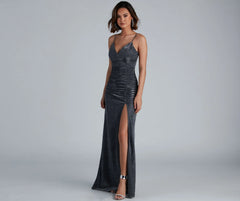 Quinn Formal High Charming Slit Glitter Dress