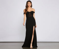 Elandra Formal Off The Graceful Shoulder Heat Stone Dress