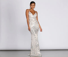 Ginger Sequin Stylish Mesh Strappy Gown