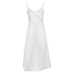 Solid V Neck Slit Ruffle Ruched Backless Cami Crop Top