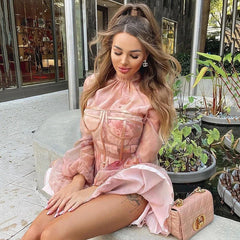 Mesh Hollow French Dress