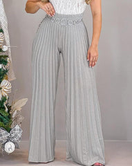 Casual High Waist Pleated Wide Leg Pants Plain Spring & Summer Fashion Elegant Women'S Trousers Daily Lady Pants