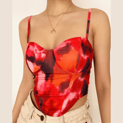 Lace Up Back Tie Dye Cami Top