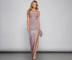 Fatima Sequin Cowl Charming Neck Bodycon Formal Dress
