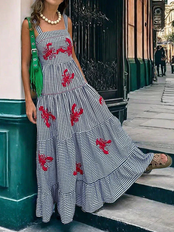 Exquisite Embroidered Holiday Charming Camisole Midi Dress