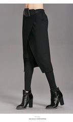 Spring Autumn Women Pants High Stretch Black Fake Two Pieces Pencil Skirt Pants Female Fashion Trousers Streetwear Wp24