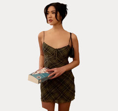 Sub-Print Chest Strap Suspender Dress
