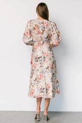 Fiorina Wrap Midi Dress | Ivory Multi Floral