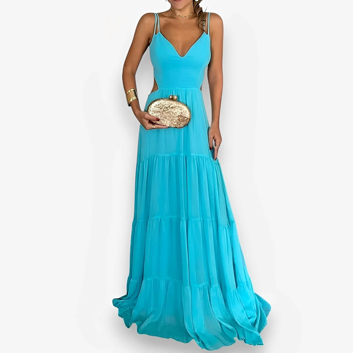 Back Strap Turquoise Color Dress