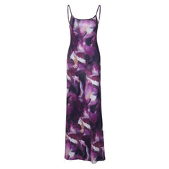Tie Dye Square Neck Contrast Backless Cami Maxi Dress