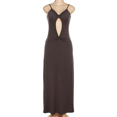 Hollow Out Backless Sweetheart Neck Sleeveless Ruched Cami Dress