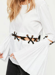 Patchwork T-Shirt Brief Long Flare