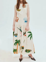 Unique Print Stylish Ocean Midi Dress