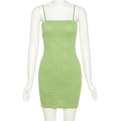Textured Solid Square Neck Cami Dress