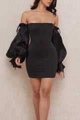 Bell Sleeve Off-The-Shoulder Mini Dress
