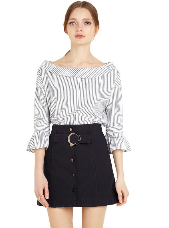 Sleeve Sweet Slash Neck Blouses Shirts