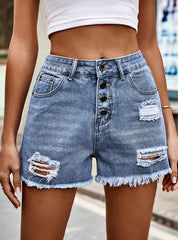 Denim Casual Holes Shorts