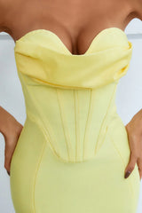 Seam Detail Strapless Sweetheart Neck Bodycon Dress