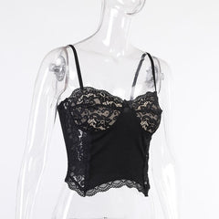 Hem Lace Heart Neck Lace Cami Top