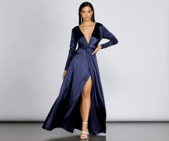 Cynthia Satin Stylish Slit Formal Dress