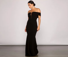 Olivia Formal Off Charming The Shoulder Crepe Dress