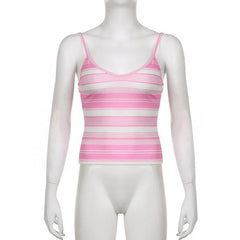 Striped Contrast V Neck Backless Cami Top