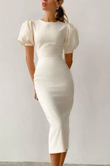 Tight High Waist Puff Sleeve Dress